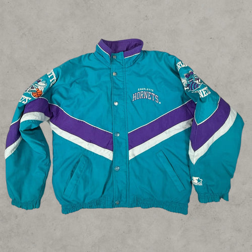 Charlotte Hornets Vintage Starter Jacket NBA Teal Purple Size L - VINCULTSHOP