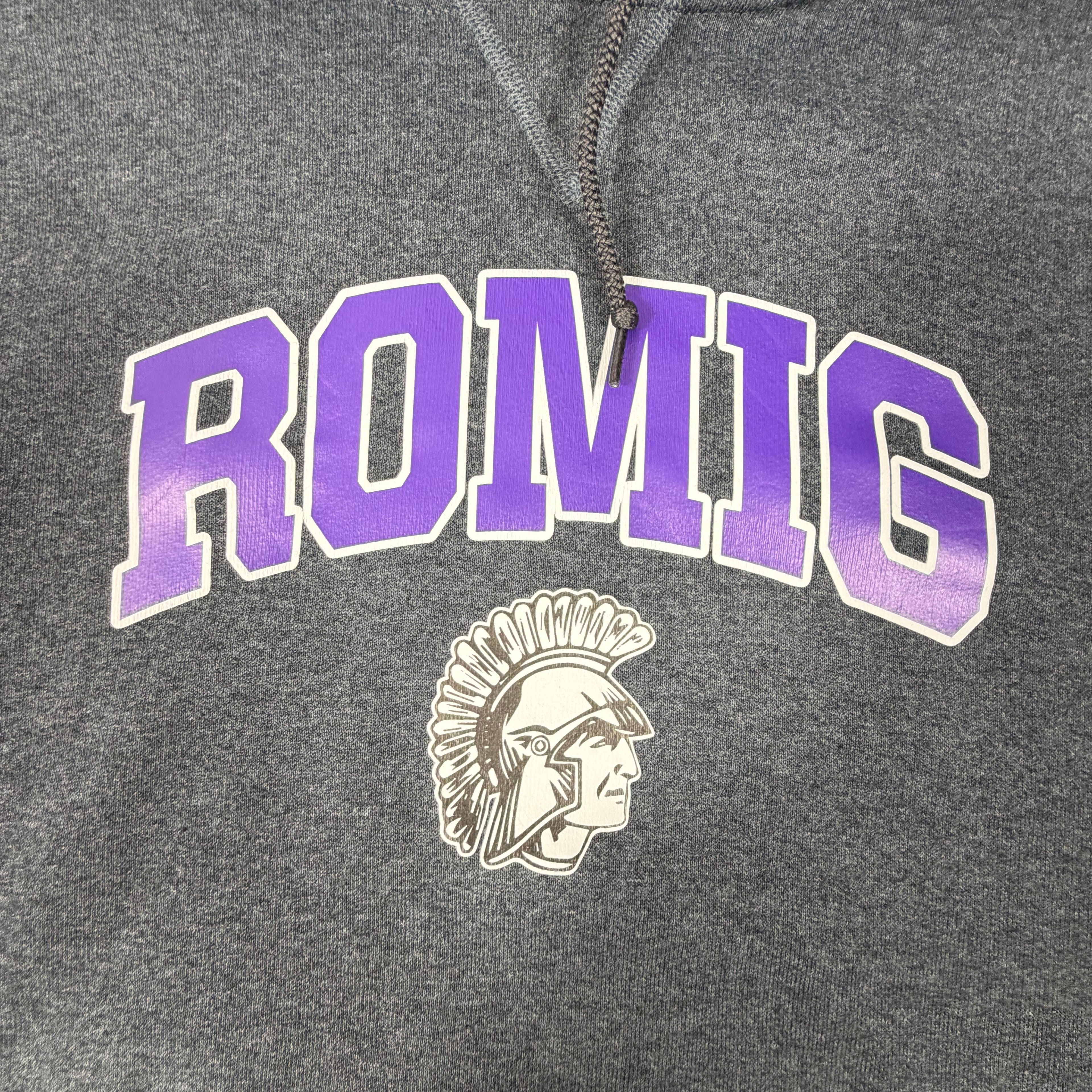 Romig Hoodie Vintage Russell Athletic Gray Pullover Sweatshirt Size L