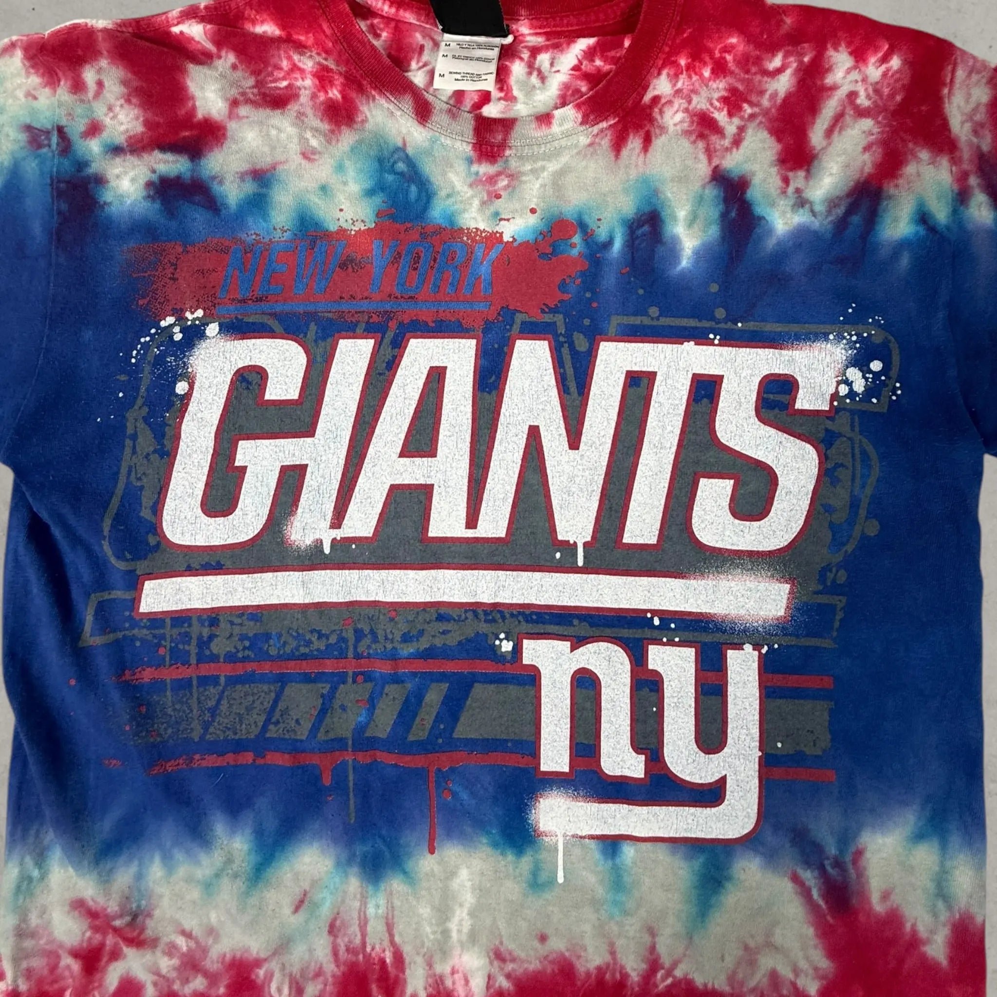 VINCULTSHOP New York Giants Tie Dye T Shirt NFL Team Apparel Red Blue Size M Tshirt