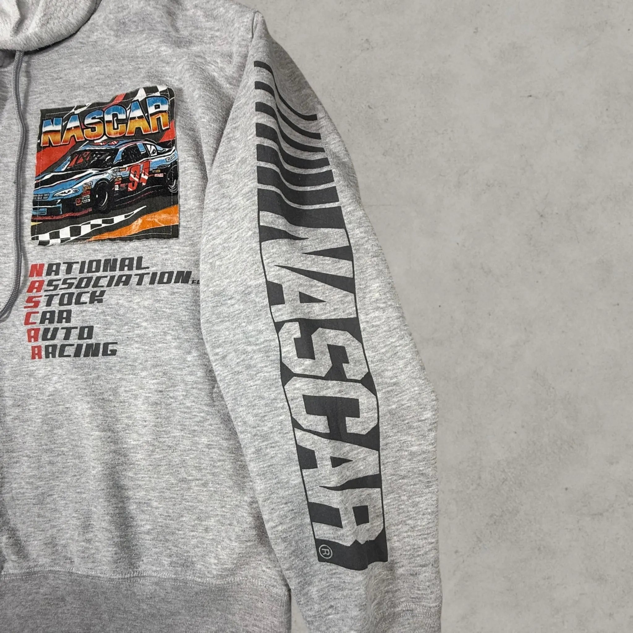 VINCULTSHOP Vintage NASCAR Racing Hoodie Grey Graphic XL
