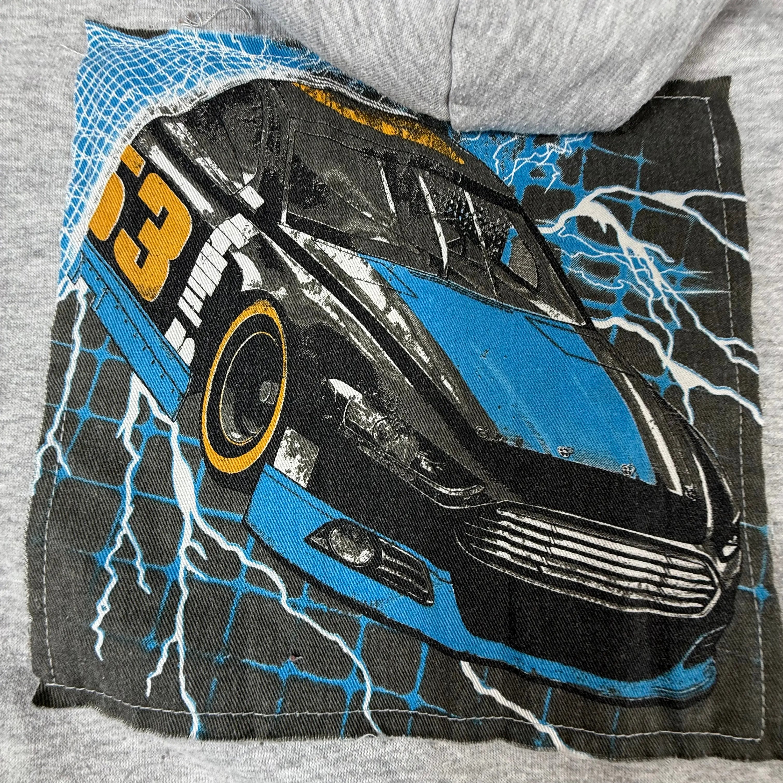 VINCULTSHOP Vintage NASCAR Racing Hoodie Grey Graphic XL