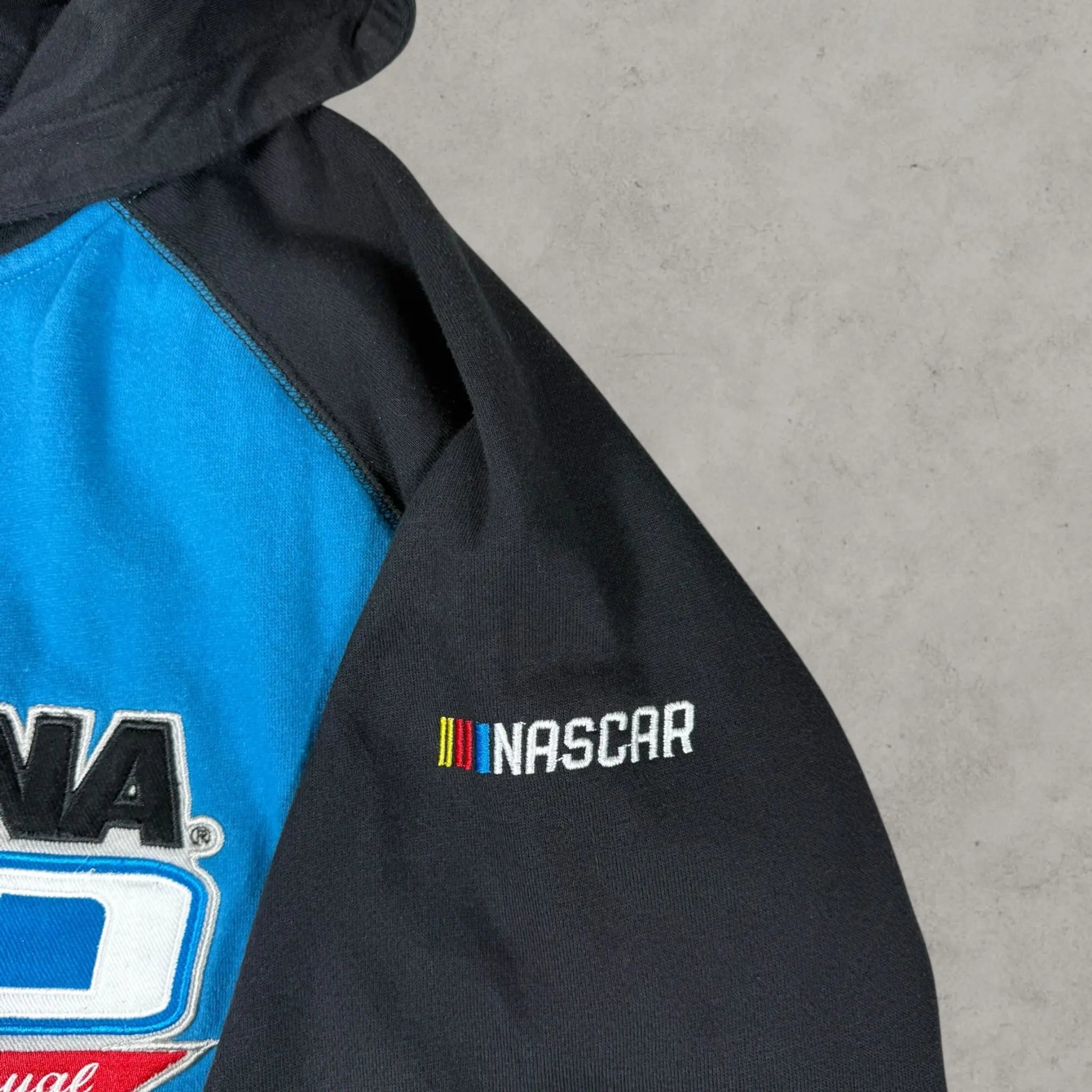 NASCAR Daytona 500 Hoodie Fanatics Blue Black Zip Size L - VINCULTSHOP
