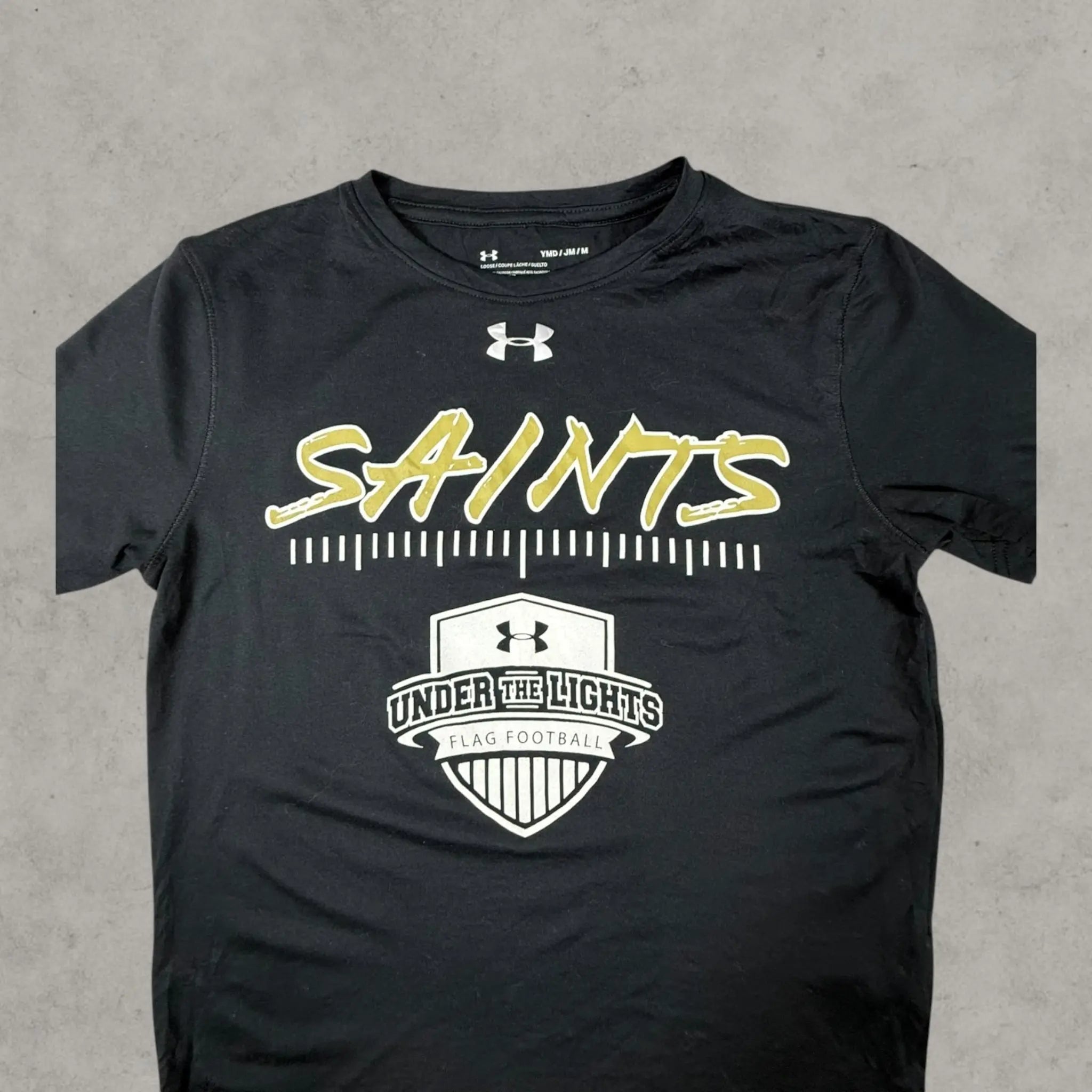 VINCULTSHOP Under Armour Saints Kids T Shirt Black HeatGear Youth M