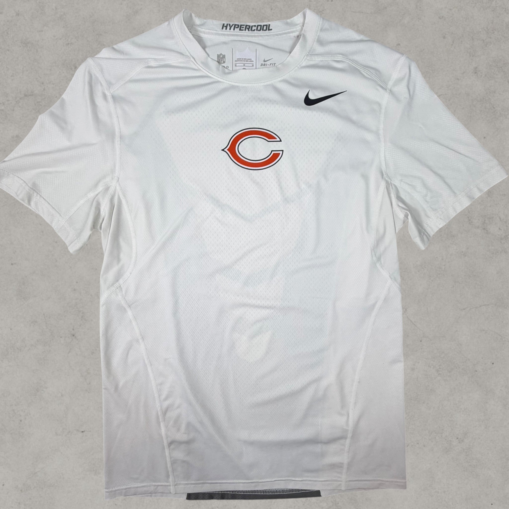 Nike NFL Hypercool Shirt Chicago Bears White Dri-Fit On Field Size M