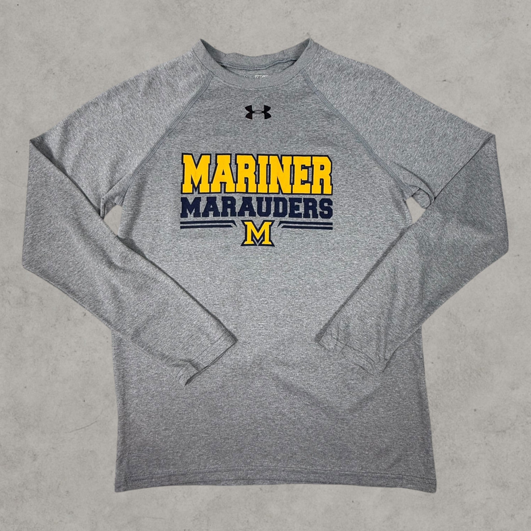 Under Armour Kids Long Sleeve Shirt Grey Mariner Marauders YMD (Youth Medium)
