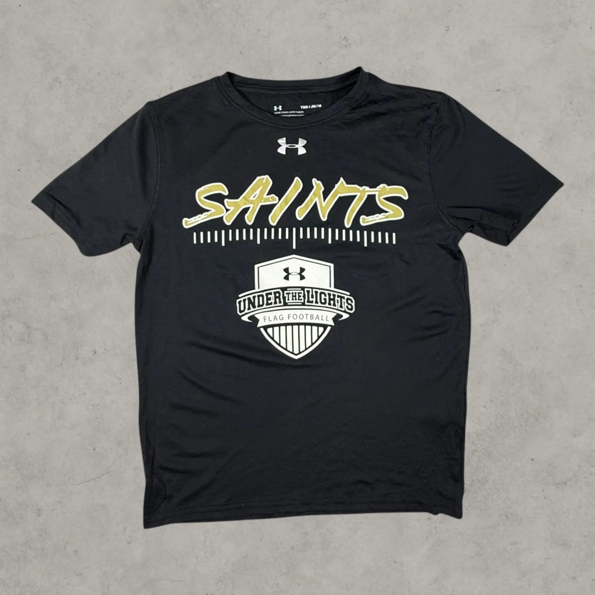 VINCULTSHOP Under Armour Saints Kids T Shirt Black HeatGear Youth M