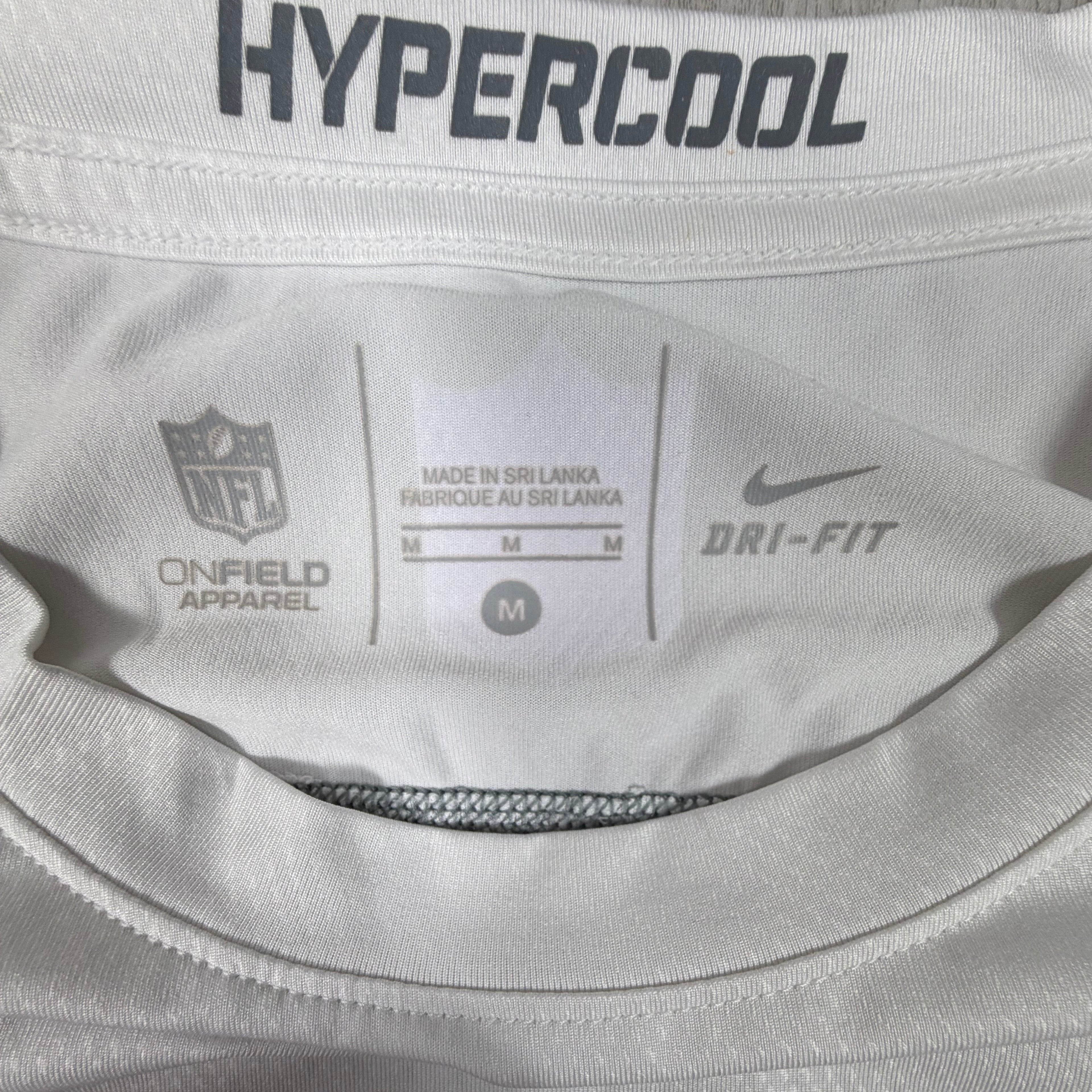 Nike NFL Hypercool Shirt Chicago Bears White Dri-Fit On Field Size M