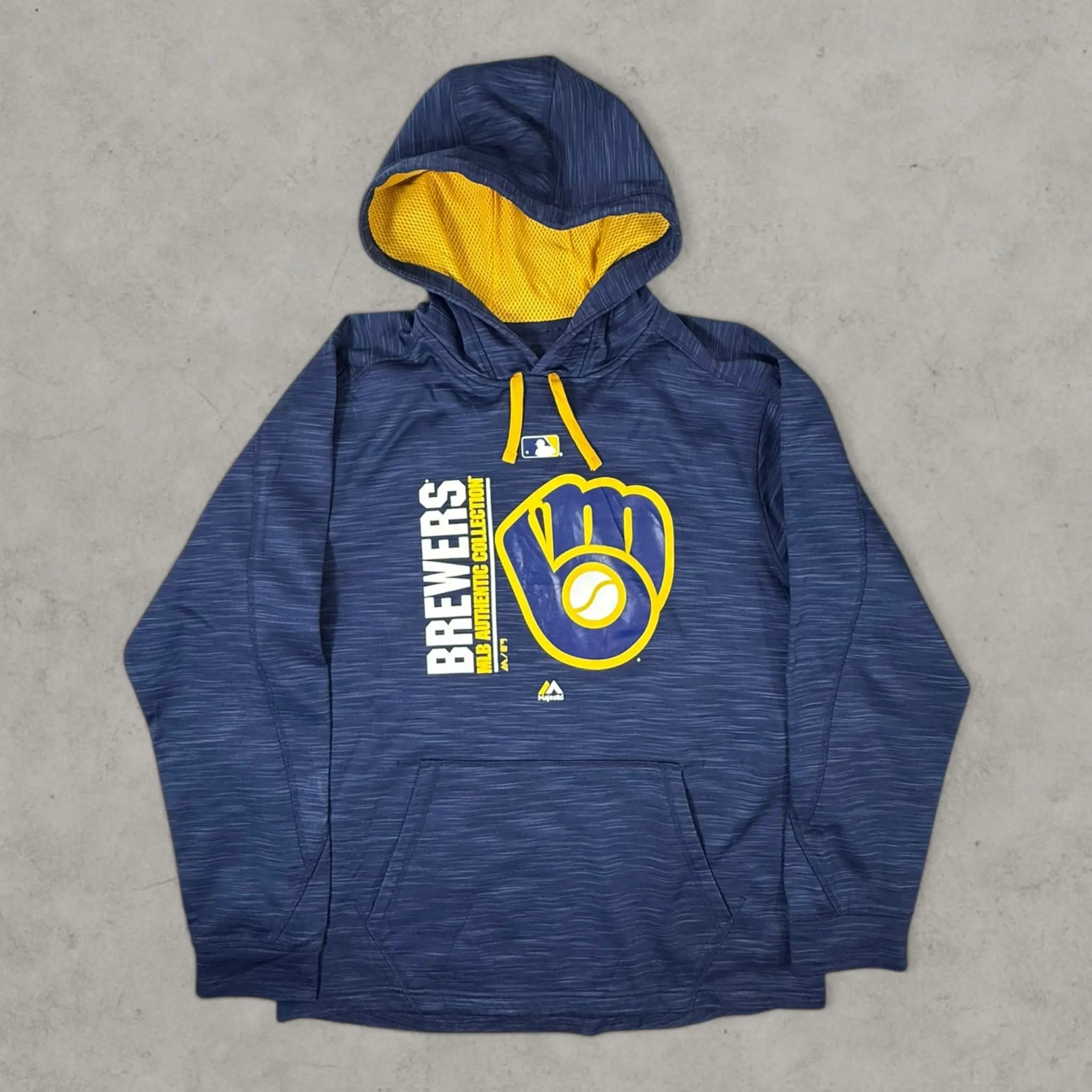 VINCULTSHOP Milwaukee Brewers Hoodie MLB Majestic Blue Vintage Size M sweatshirt
