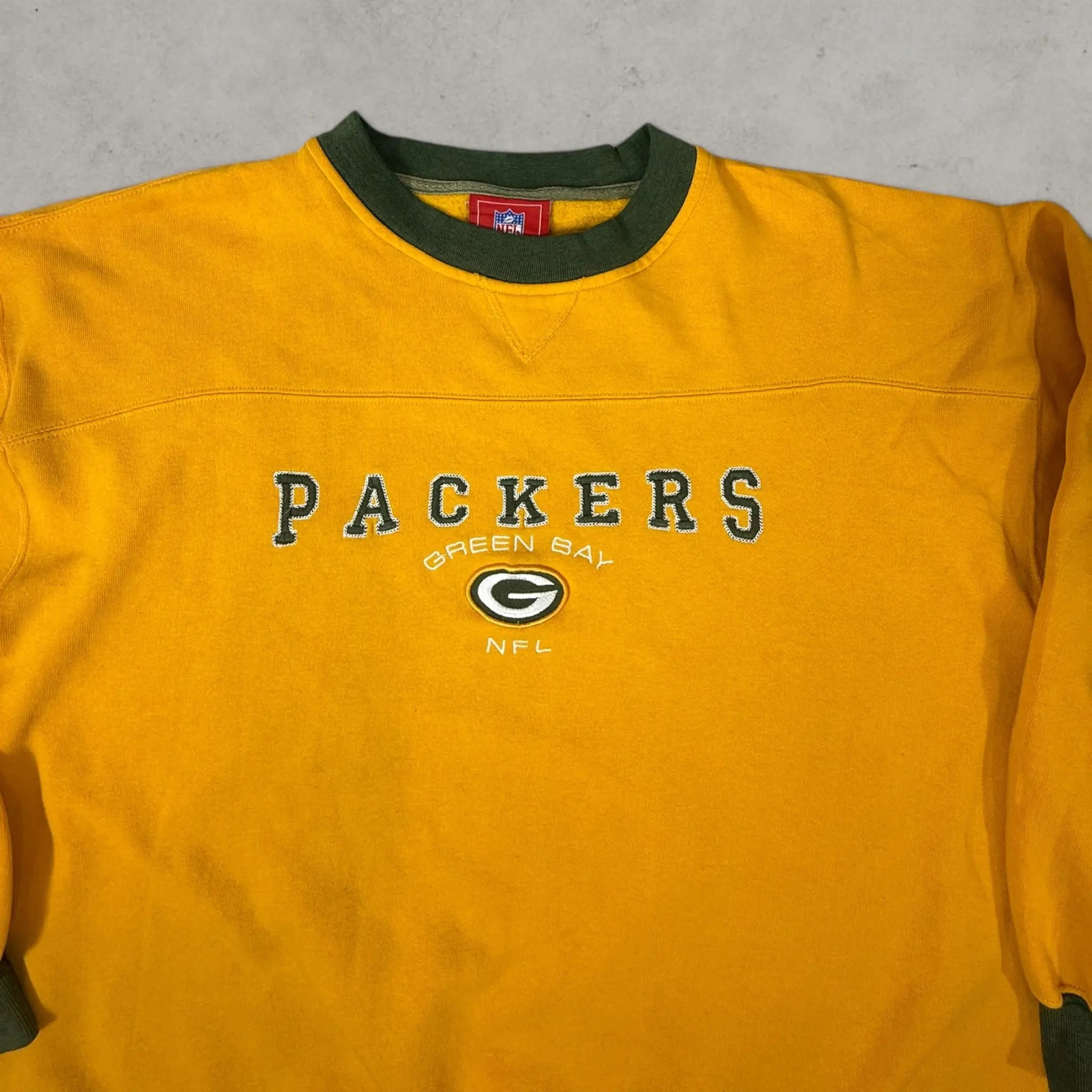 VINCULTSHOP Green Bay Packers Sweatshirt NFL Vintage Yellow Crewneck XL sweatshirt